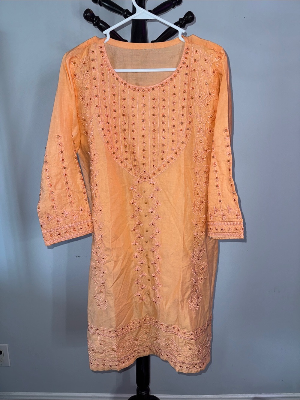 Embroidered Peach Women’s Tunic Dress 16.M